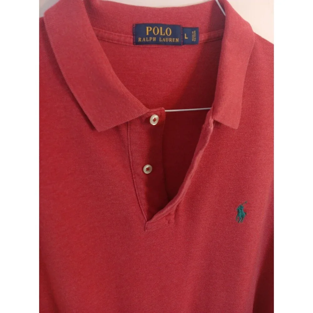 Polo Ralph Lauren Men's Long Sleeve Polo Shirt Burgundy Red Classic Fit Size L